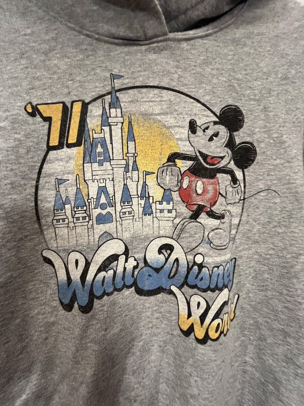 Disney Parks Women's Size L Gray Walt Disney World '71 Retro Hoodie Sweatshirt
